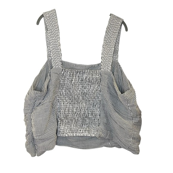 Pilcro Anthropologie Shirt‎ Womens 3X Crop Tank Top Gray White Seersucker Boho - Picture 3 of 6